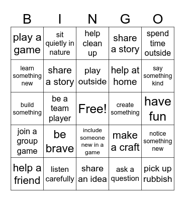 Girls Badge Bingo Card