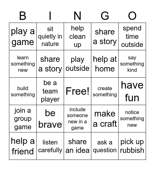 Girls Badge Bingo Card