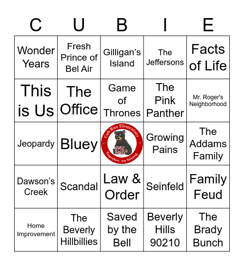 TV Theme Bingo Card