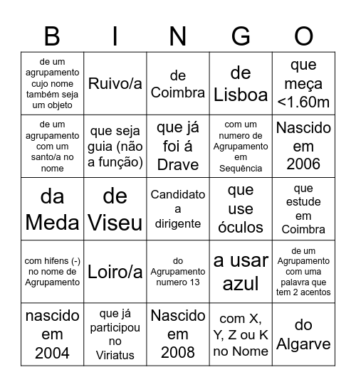 Pede a assinatura a ... (não repetir pessoas) Bingo Card