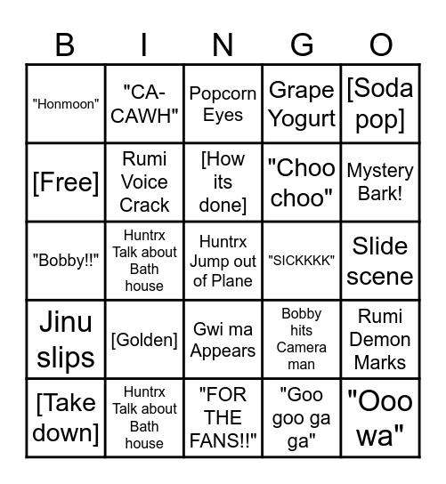 KPDH Bingo Card