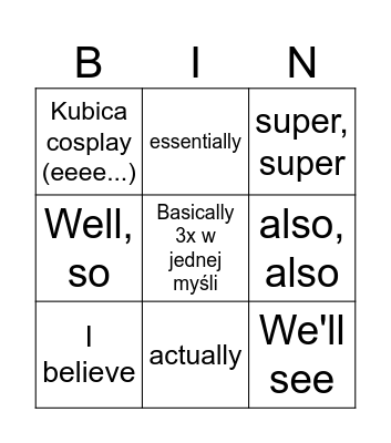 eeeee Bingo Card