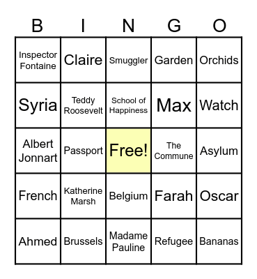 Nowhere Boy Bingo Card