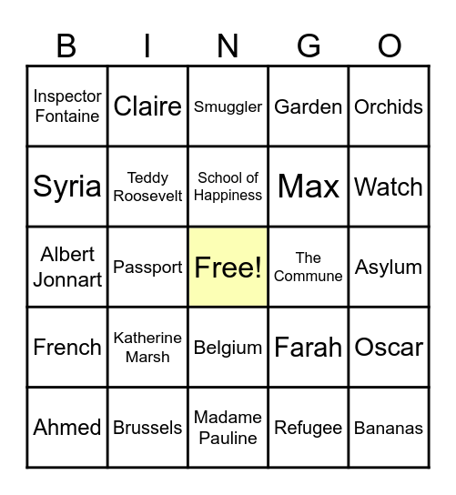 Nowhere Boy Bingo Card
