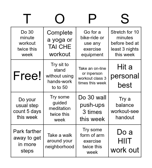 WellnessChaleng BINGO Card