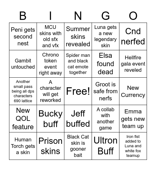 Season 7.5 predictions Bingo Card