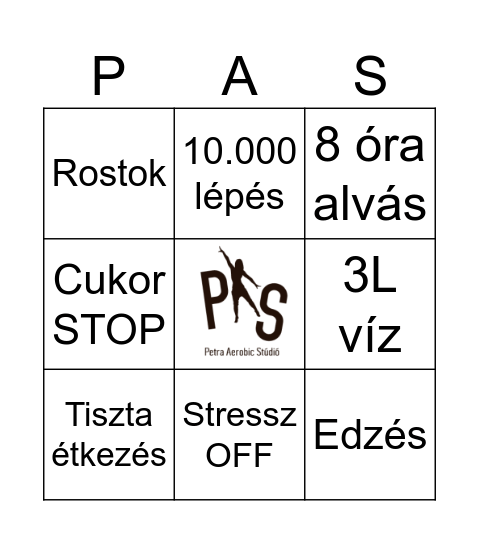 PAS tavaszi kihívás Bingo Card