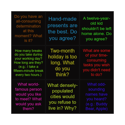 Compound adjectives Bingo Card