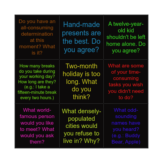 Compound adjectives Bingo Card