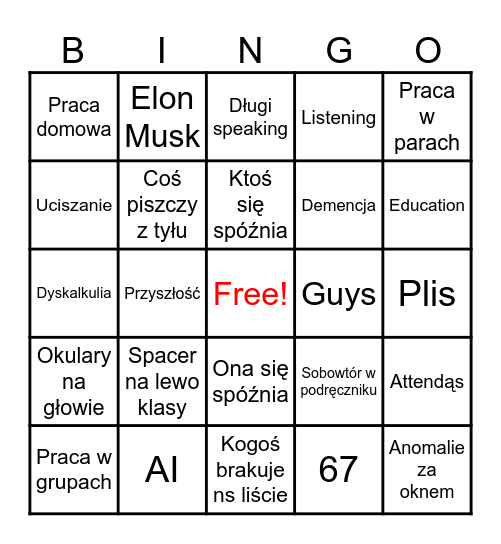 Angielski "C1/C2" Bingo Card