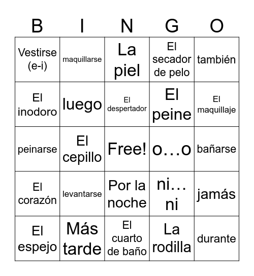 Ch. 1 Vocab Bingo Card