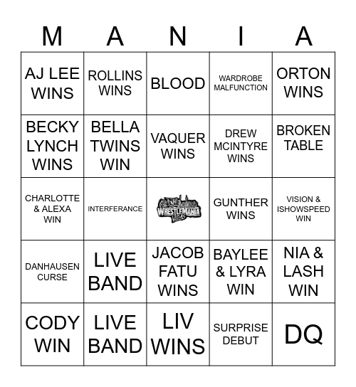 WRESTLEMANIA 42 Bingo Card