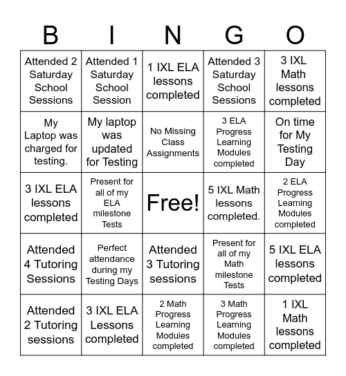 Milestone Madness Bingo Card