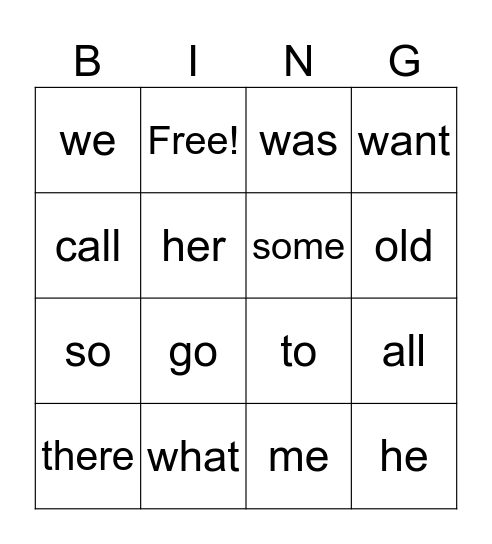 level 2 Bingo Card