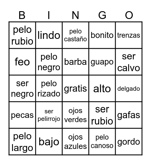 Apariencia Bingo Card