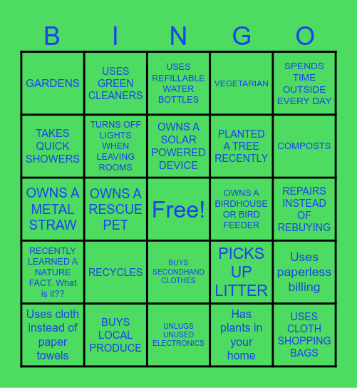 Earth Day!!! Bingo Card
