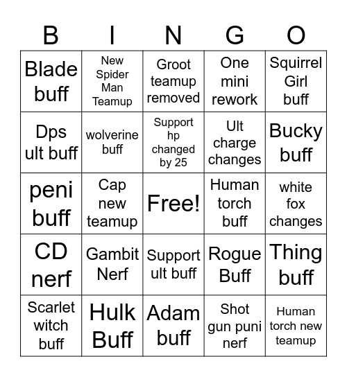 7.5 Bingo Card