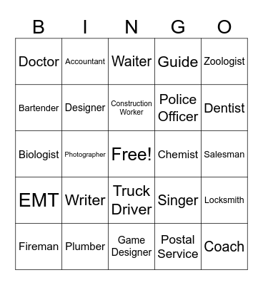CAREERS Bingo Card