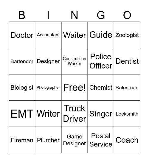 CAREERS Bingo Card