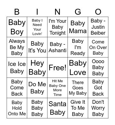 Baby Shower Bingo Card