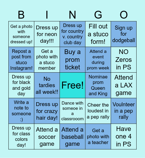 2026 Prom Bingo Week Board!! Bingo Card