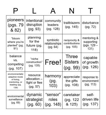 Lessons from Plants Bingo Card