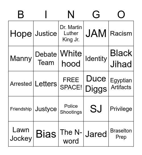 Who wants Justyce? - Game Show Bingo Card