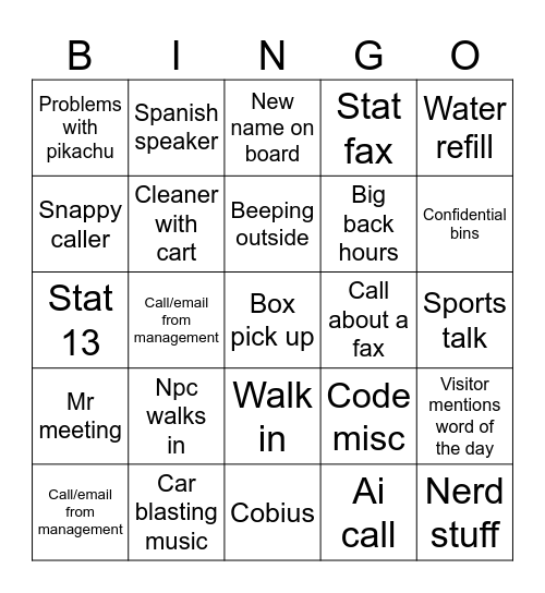 Office Bingo 8 Bingo Card