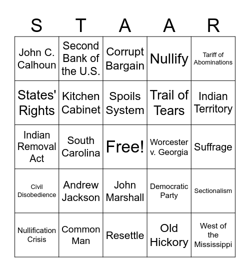 Jackson Bingo Card