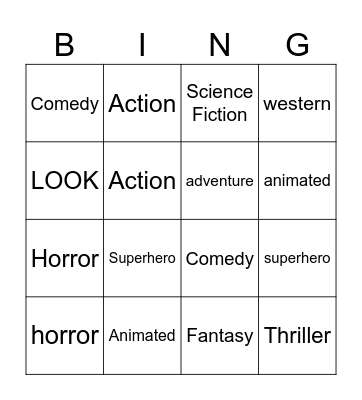 FILMS Bingo Card