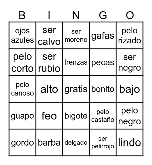 Apariencia * Bingo Card