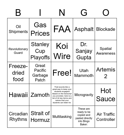 CNN 10 4/14/26 Bingo Card