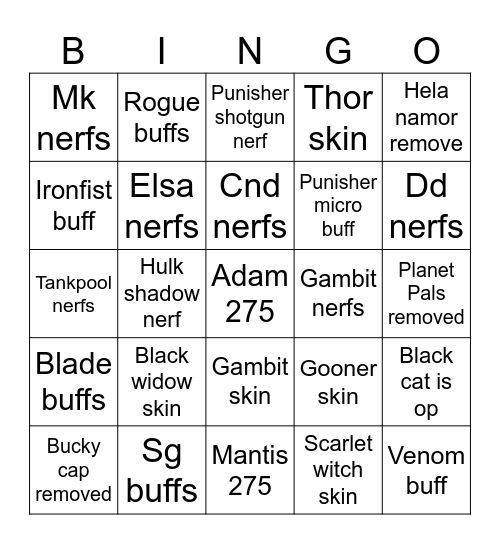 7.5 Bingo Card