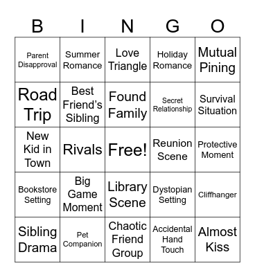 Cliffhanger Books Bingo Card