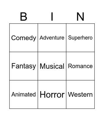 FILMS Bingo Card