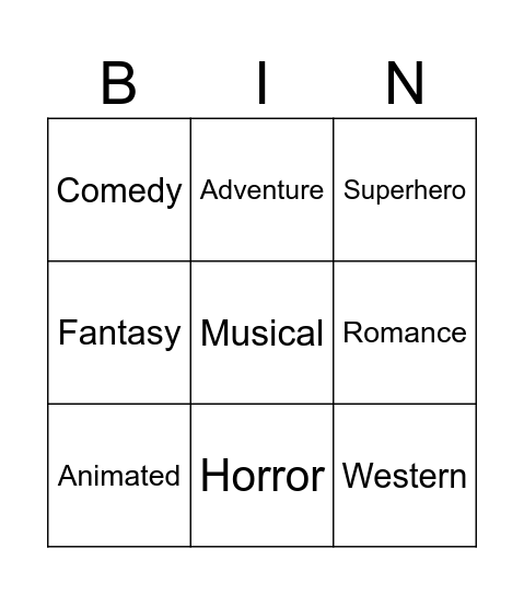 FILMS Bingo Card