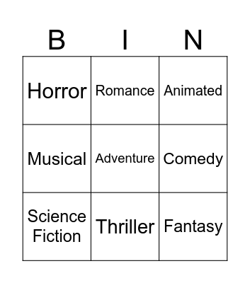 FILMS Bingo Card