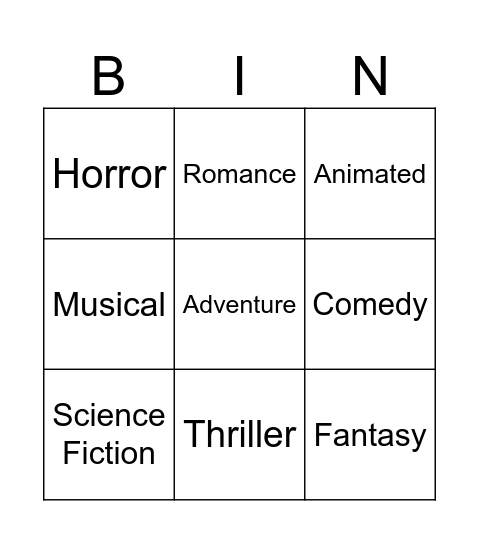 FILMS Bingo Card
