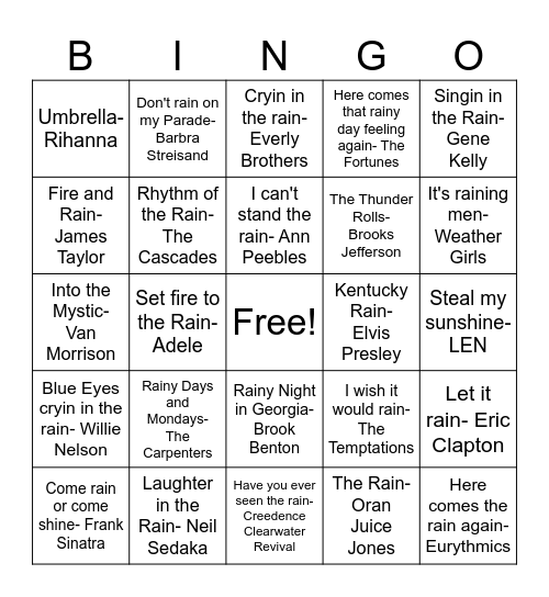 MB# 720 RAIN! Bingo Card