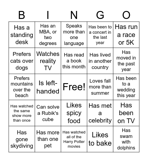 Tapestry Bingo Card