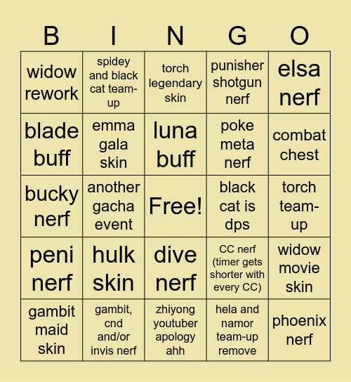 dev vision bingo Card