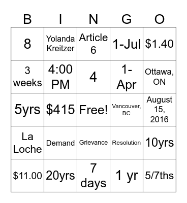 Untitled Bingo Card