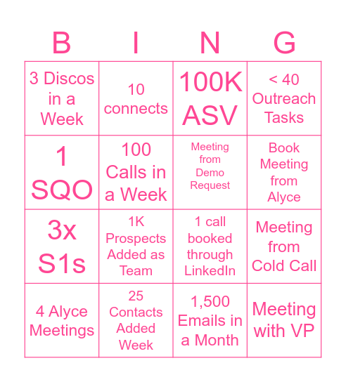 $ End of Q BINGO Spiff $ Bingo Card