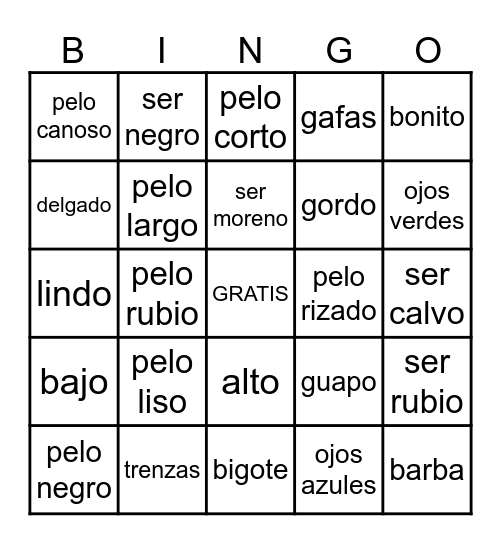 Apariencia # Bingo Card