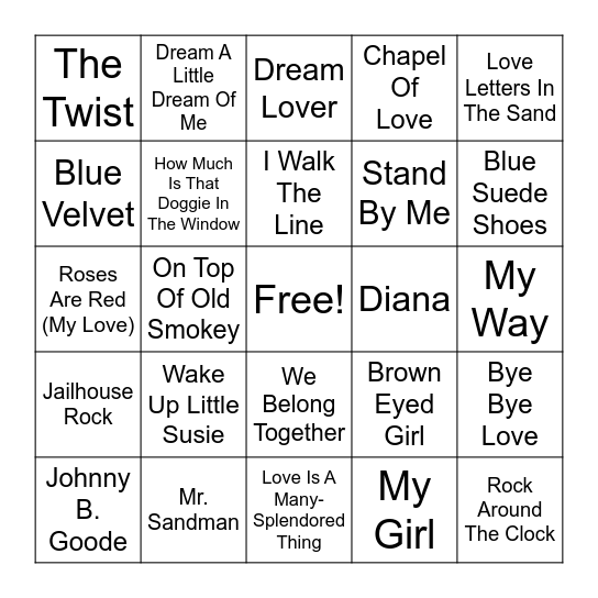 Music Bingo! Bingo Card