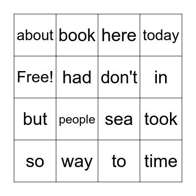Sight Word Search 1.2 Bingo Card