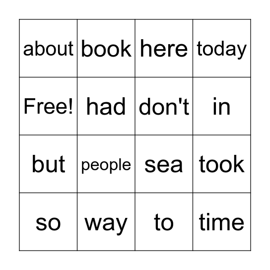 Sight Word Search 1.2 Bingo Card