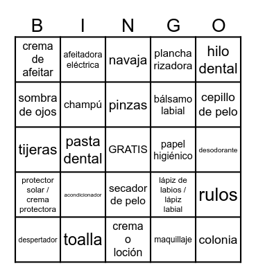 Arreglo Personal Bingo Card