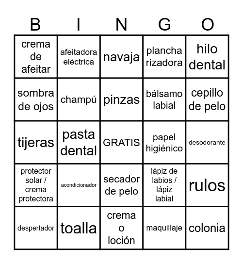 Arreglo Personal Bingo Card