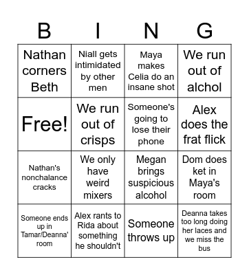 Celia's birthday Bingo Card